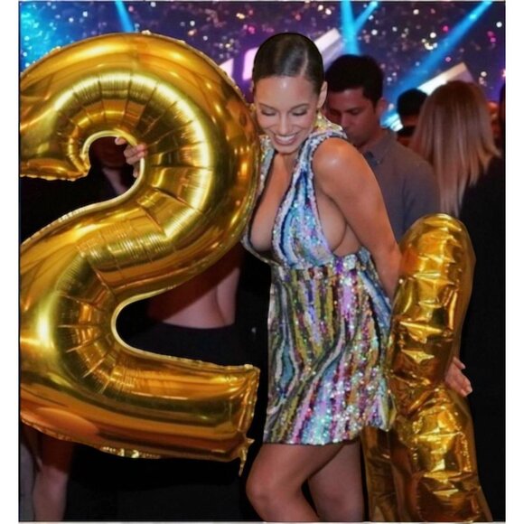 NWT X by NBD Chiquitita Mini Dress Sequin Pastel Multicolor Cocktail Party Large - Picture 2 of 15